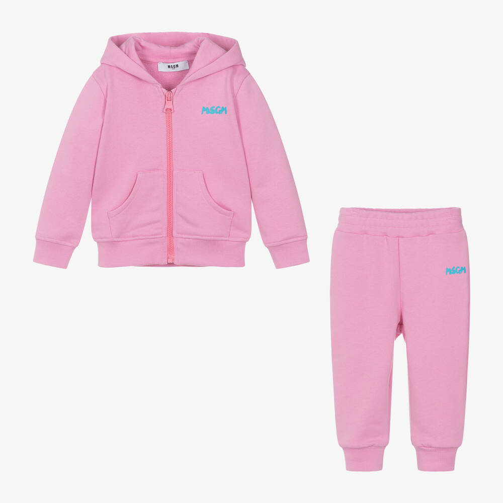 MSGM-Girls Blush Pink Hooded Cotton Set | Childrensalon Outlet