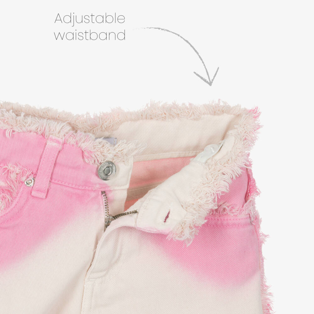 MSGM-Girls Blush-Toned Cotton Denim Shorts | Childrensalon Outlet
