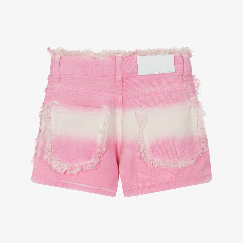 MSGM-Girls Blush-Toned Cotton Denim Shorts | Childrensalon Outlet