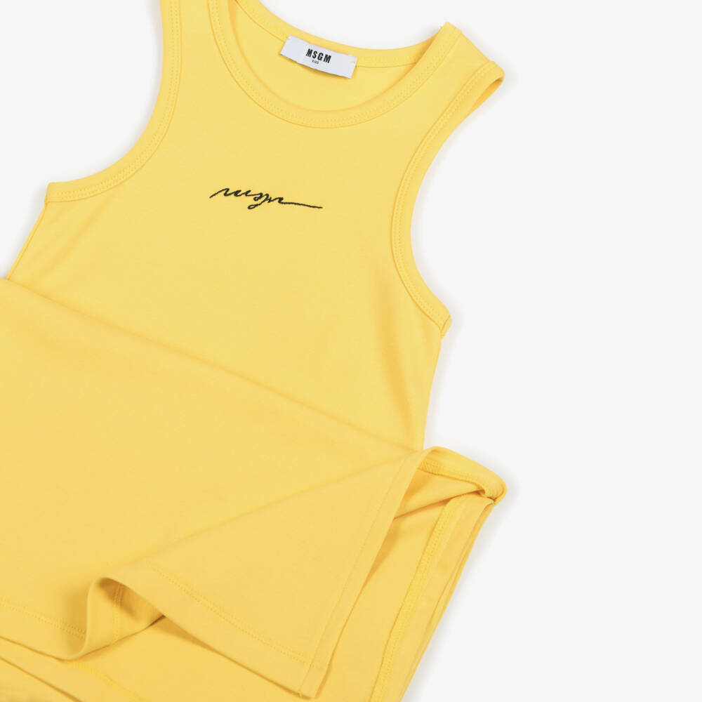 MSGM-Girls Bright Yellow Cotton Gown | Childrensalon Outlet