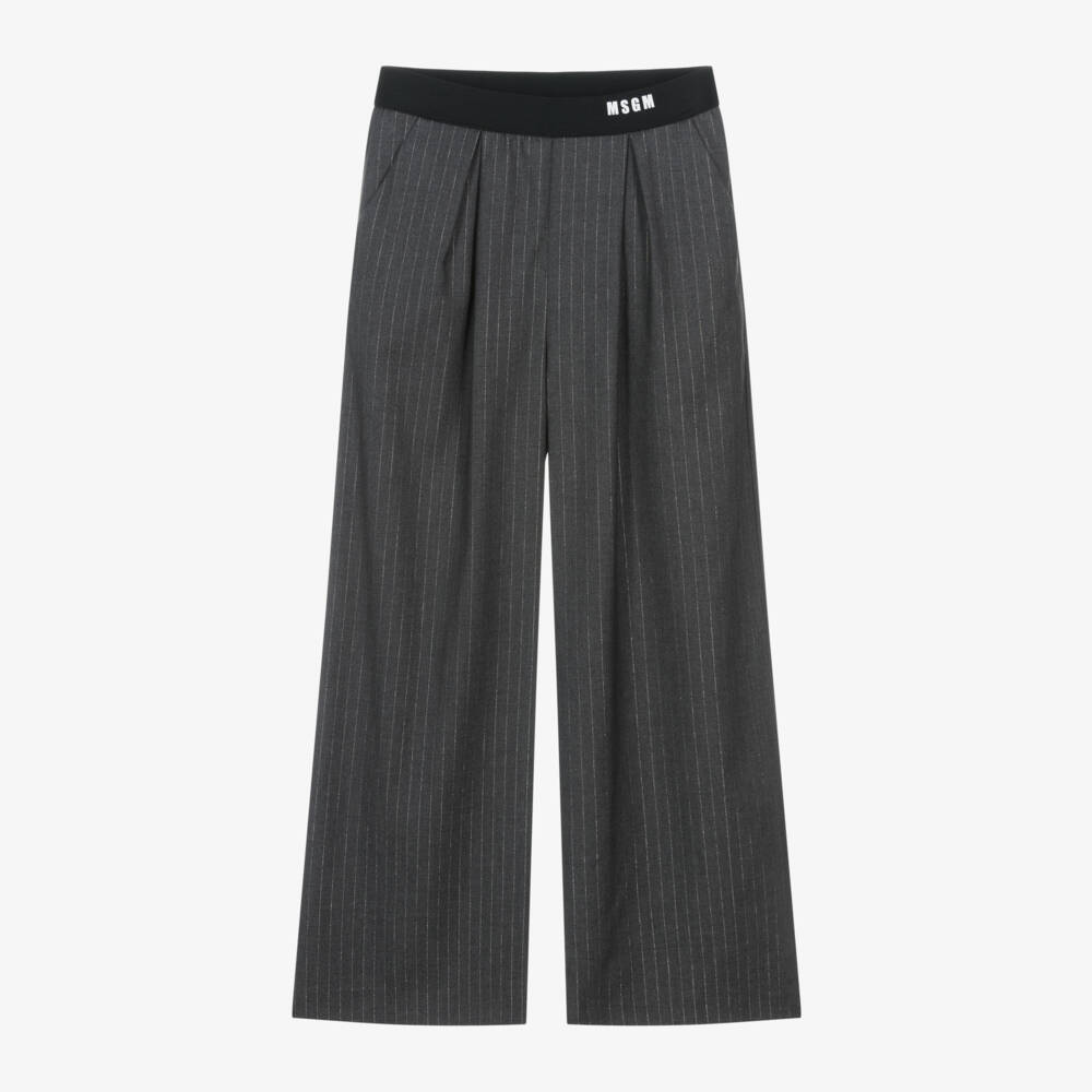 MSGM-بنطلون بأرجل واسعة لون رمادي للبنات | Childrensalon Outlet