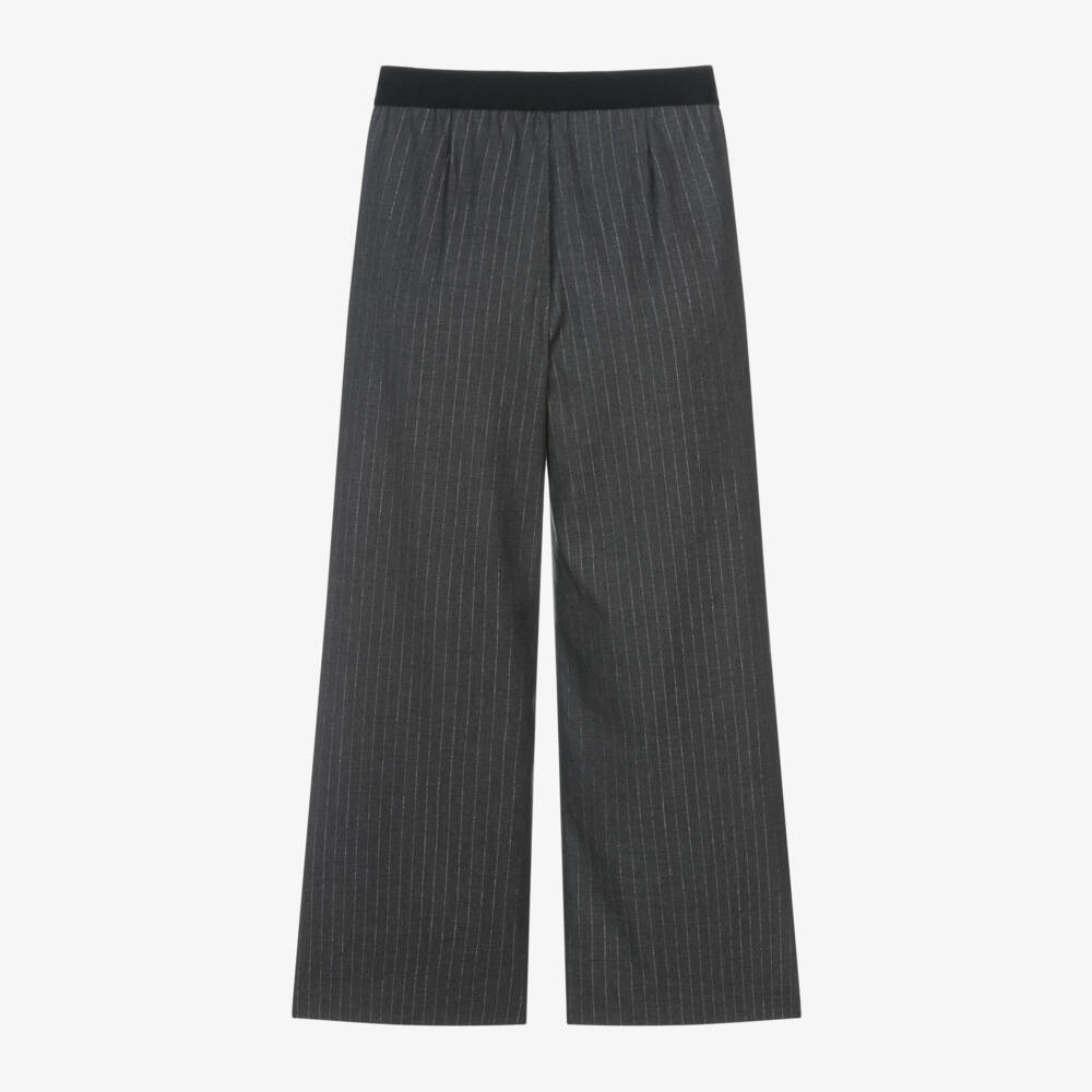 MSGM-Girls Charcoal Pinstripe Palazzo Trousers | Childrensalon Outlet