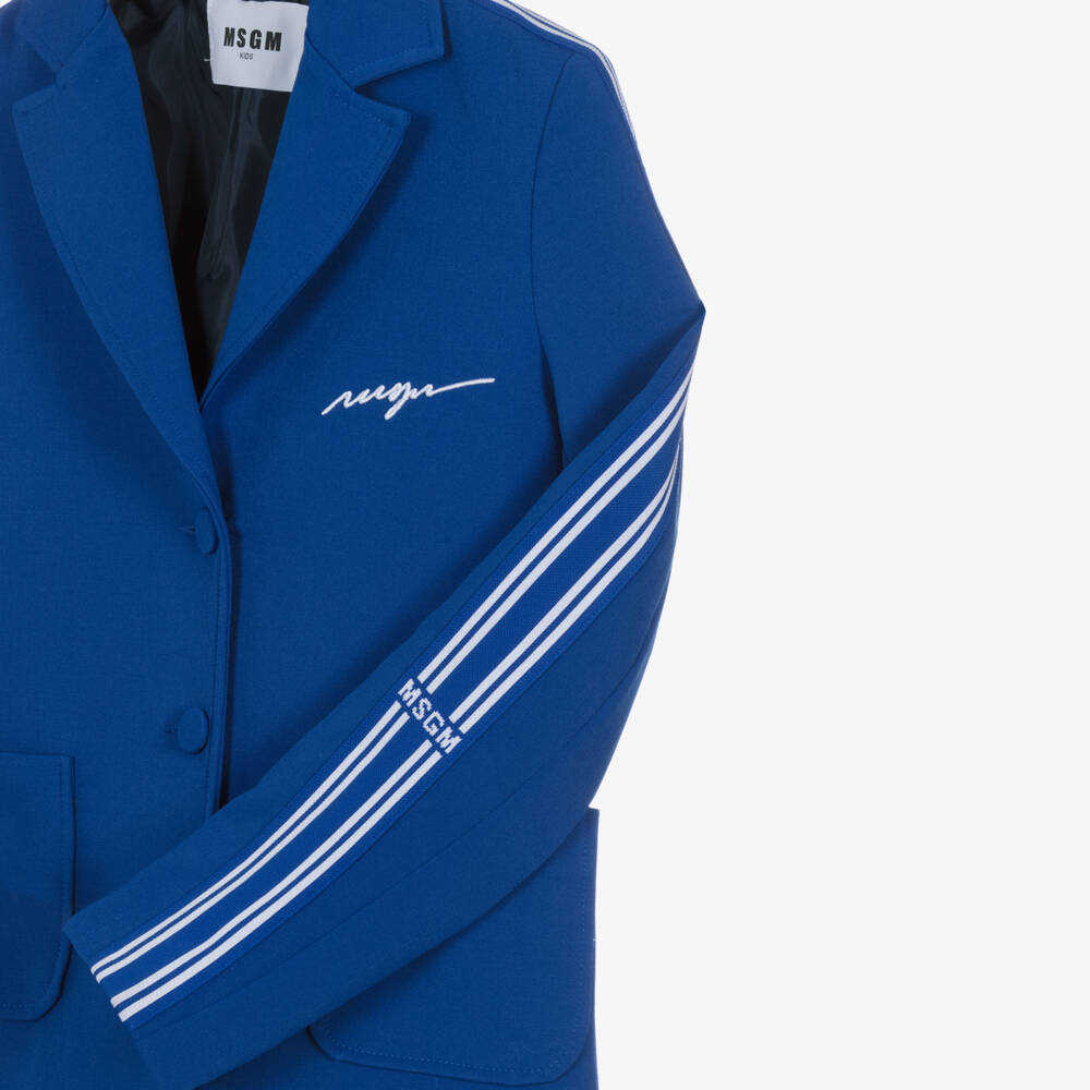 MSGM-Синий пиджак с логотипом курсивом для девочек | Childrensalon Outlet