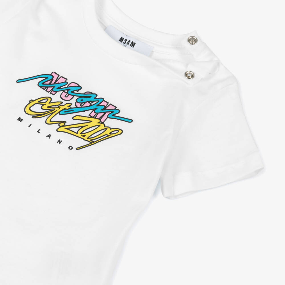 MSGM-Girls Cotton Duo in White & Pink | Childrensalon Outlet