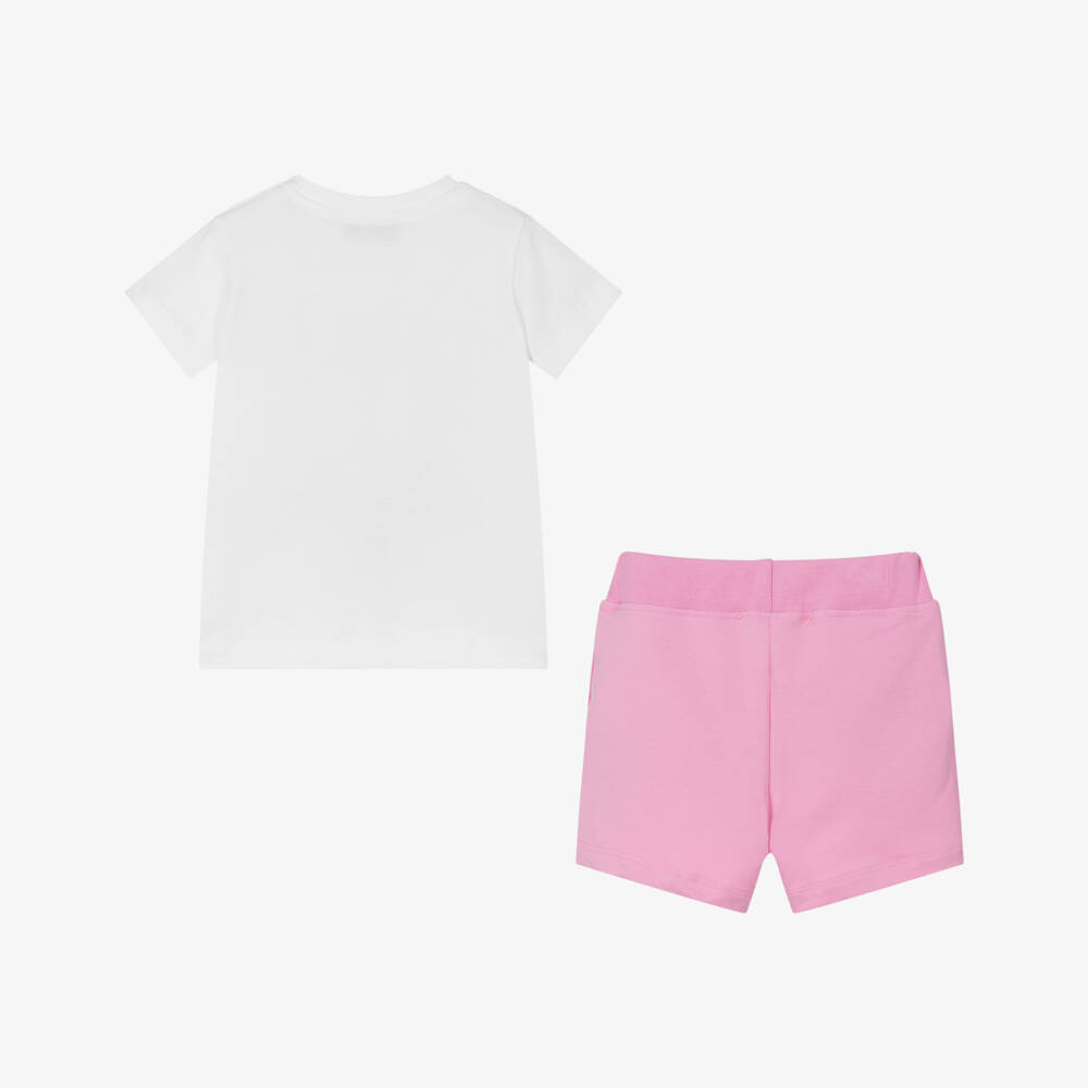 MSGM-Girls Cotton Duo in White & Pink | Childrensalon Outlet