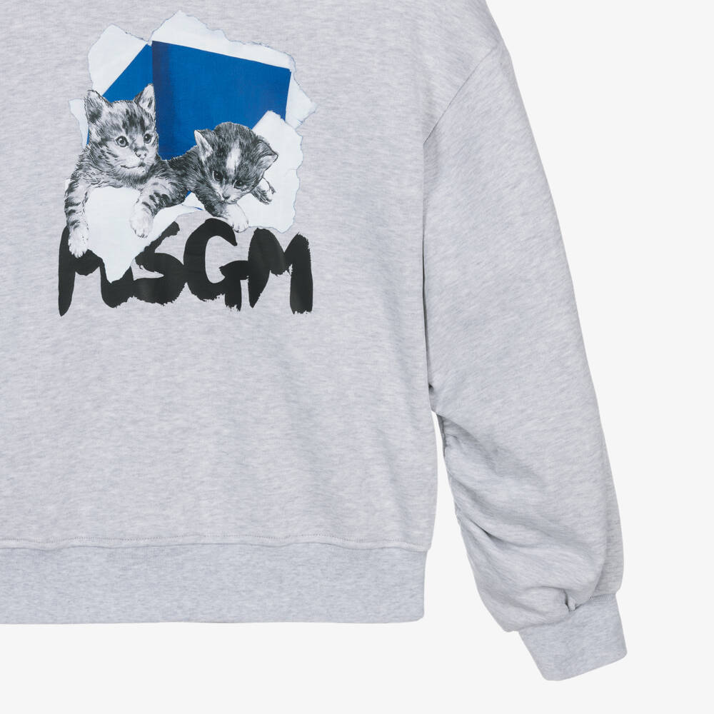 MSGM-Girls Cotton Kitten Print Jumper | Childrensalon Outlet