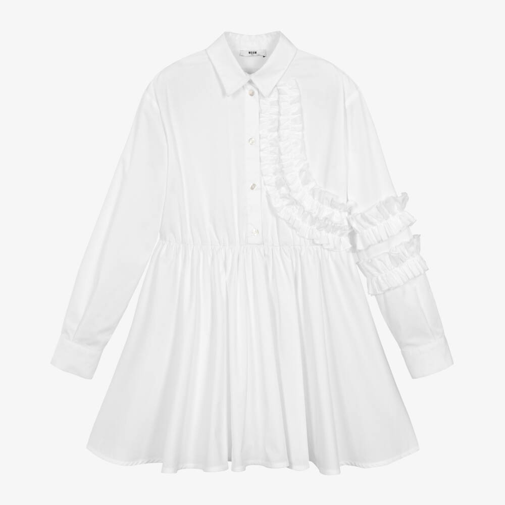 MSGM-Girls Cotton Ruffle Shirt Dress | Childrensalon Outlet