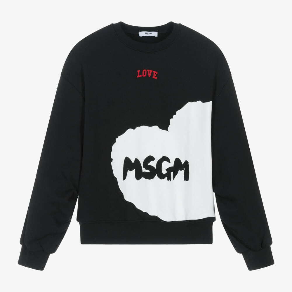 MSGM-Girls Cotton Sweatshirt with Heart Design | Childrensalon Outlet