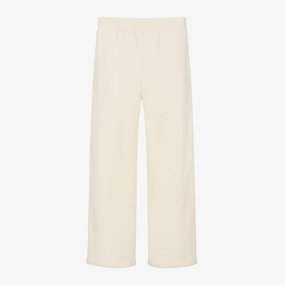 MSGM-Girls Cream Cotton Relaxed Trousers | Childrensalon Outlet