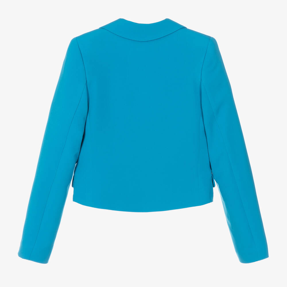 MSGM-Girls Cropped Blue Crêpe Blazer | Childrensalon Outlet