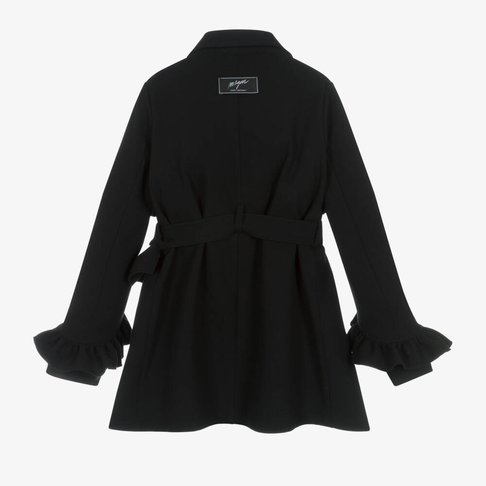 MSGM-Girls Elegant Black Frill Coat | Childrensalon Outlet