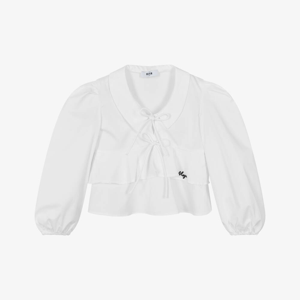 MSGM-Элегантная белая поплиновая блузка для девочек | Childrensalon Outlet