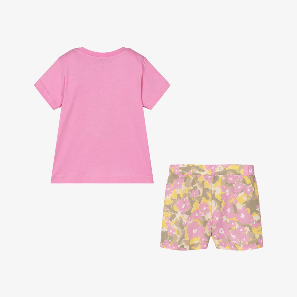 MSGM-Футболка и шорты с цветочным узором для девочек розовые | Childrensalon Outlet