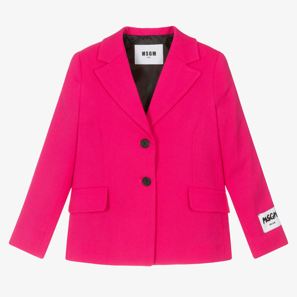 Girls Fuchsia Pink Twill Blazer