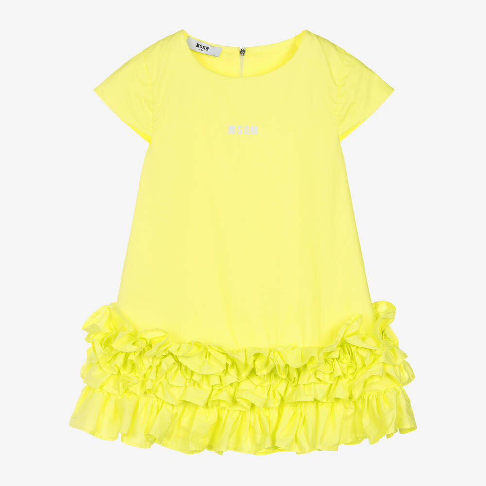 MSGM-Girls Green Cotton Dress | Childrensalon Outlet