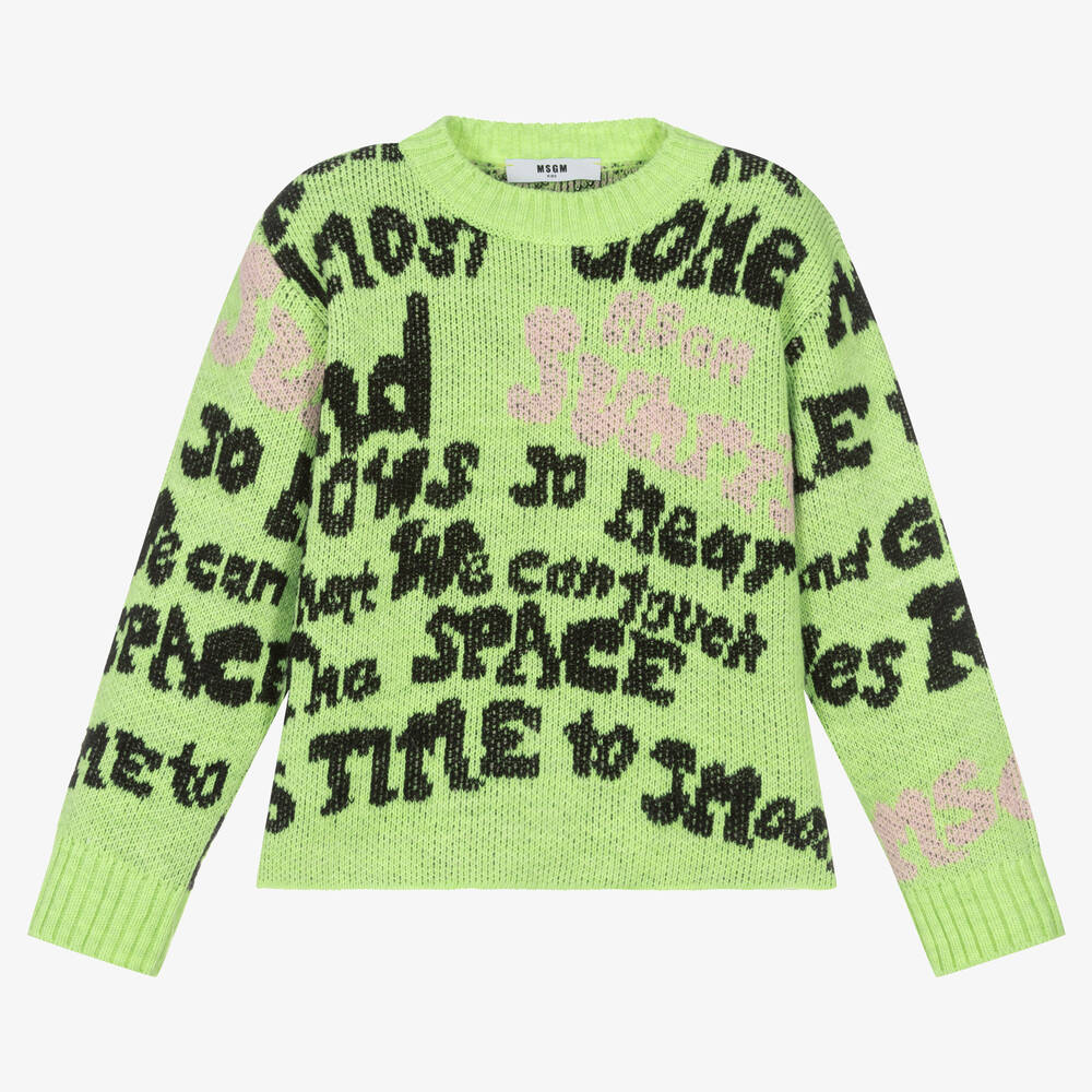 MSGM - Зеленый вязаный свитер для девочек | Childrensalon