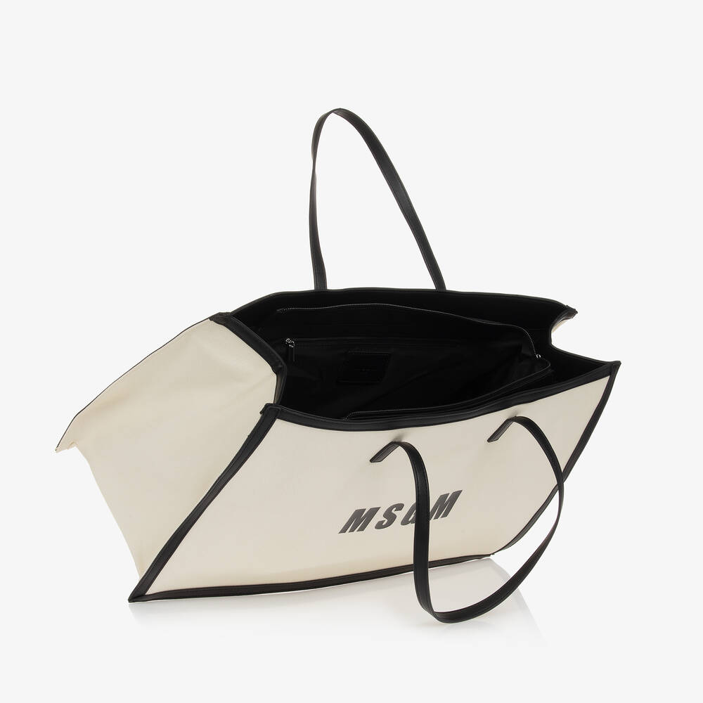 Girls Ivory Canvas Tote Bag 48cm