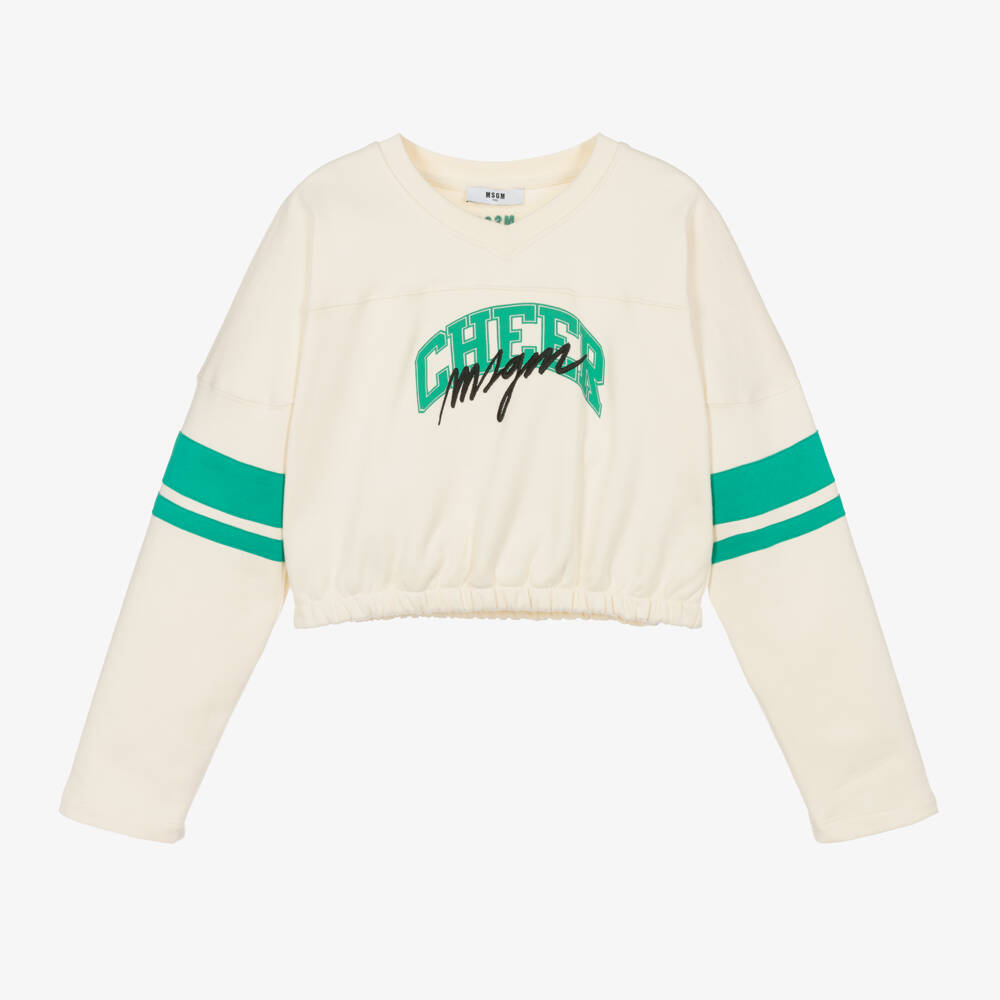 MSGM-سويتشيرت قطن لون عاجي للبنات | Childrensalon Outlet