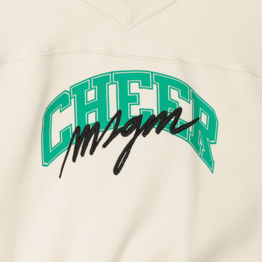 MSGM-Girls Ivory Cheer Cotton Top | Childrensalon Outlet
