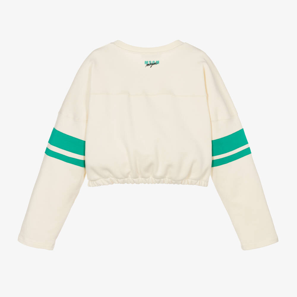 MSGM-Girls Ivory Cheer Cotton Top | Childrensalon Outlet
