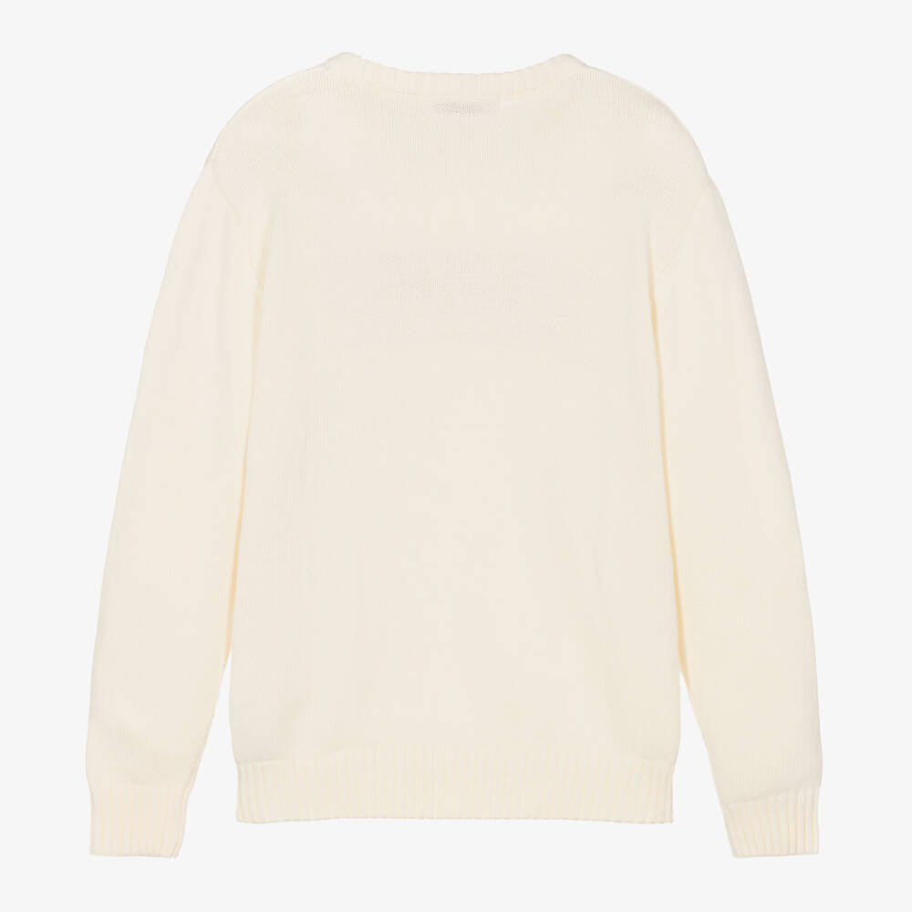 MSGM-Girls Ivory Cotton Knit Pullover | Childrensalon Outlet