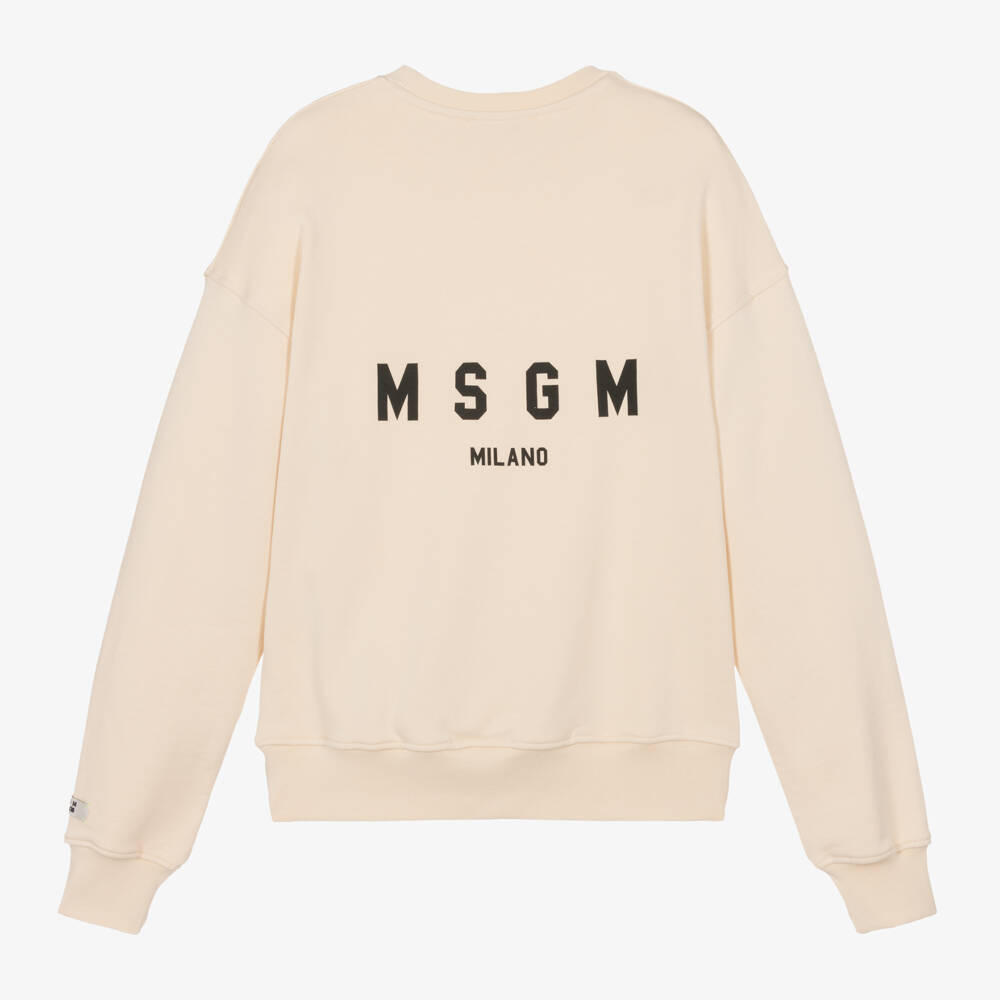 MSGM-سويتشيرت بشعار الماركة قطن جيرسي لون عاجي | Childrensalon Outlet