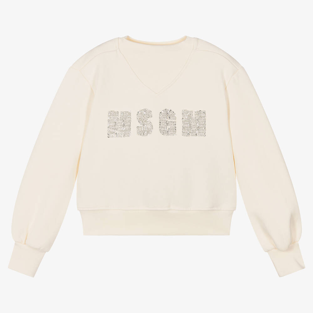 MSGM-Girls Ivory Logo Sweatshirt | Childrensalon Outlet