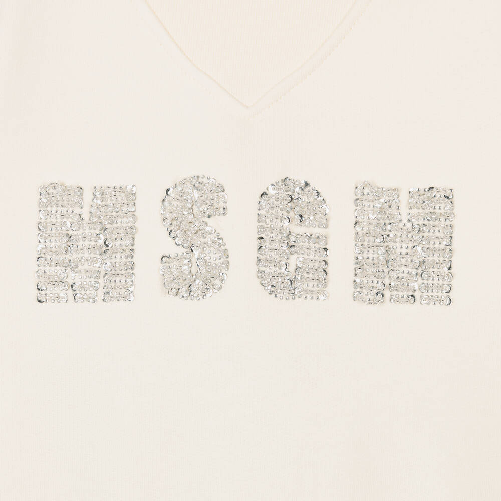 MSGM-Girls Ivory Logo Sweatshirt | Childrensalon Outlet