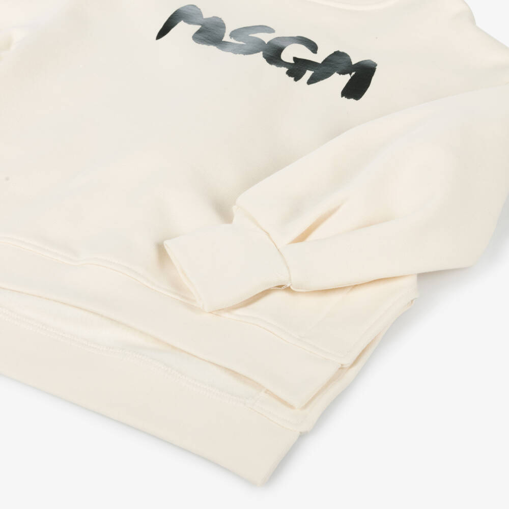 MSGM-Girls Ivory Logo Sweatshirt Dress | Childrensalon Outlet