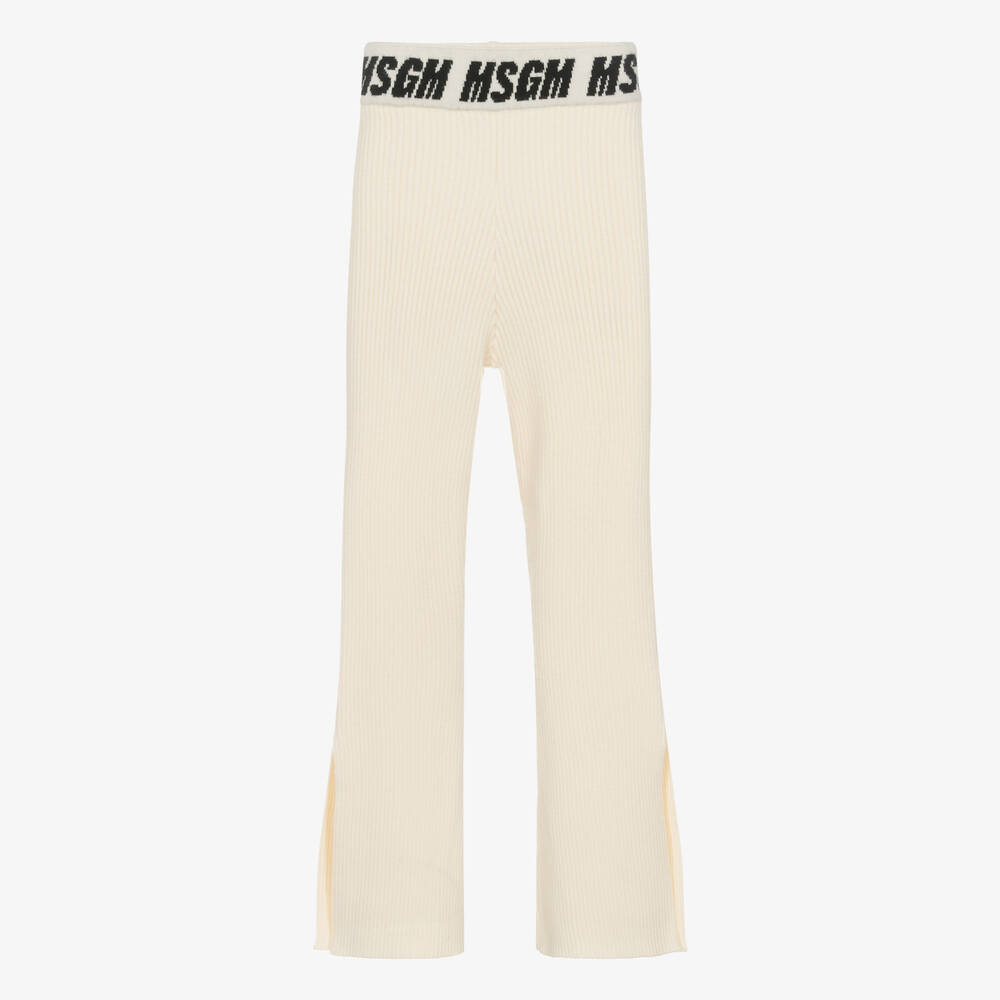MSGM - Кремовые трикотажные брюки в рубчик | Childrensalon