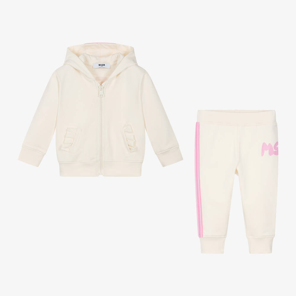 MSGM-Girls Ivory Ruffle Cotton Set | Childrensalon Outlet