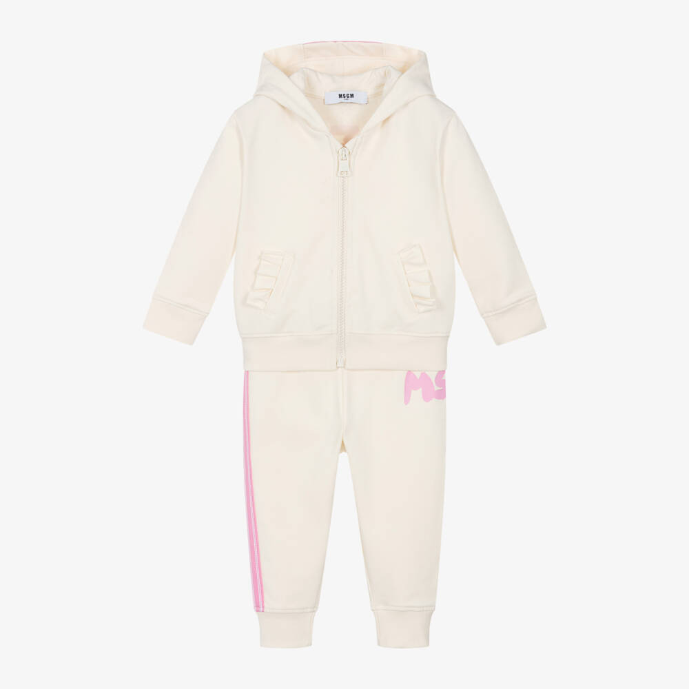 MSGM-Girls Ivory Ruffle Cotton Set | Childrensalon Outlet