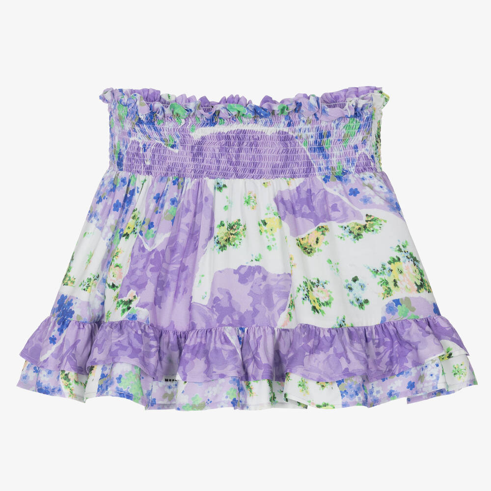 MSGM - Girls Lilac Floral Skirt | Childrensalon