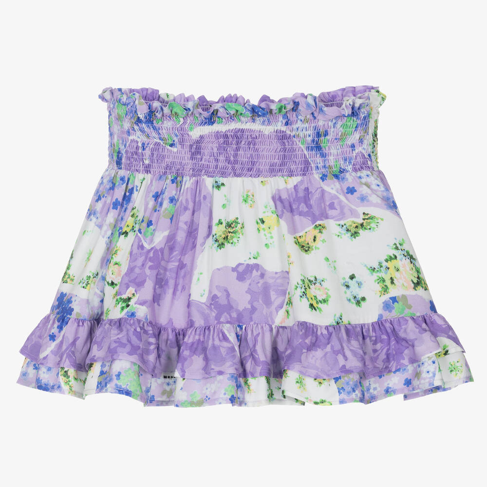 MSGM - Jupe lilas à fleurs fille | Childrensalon