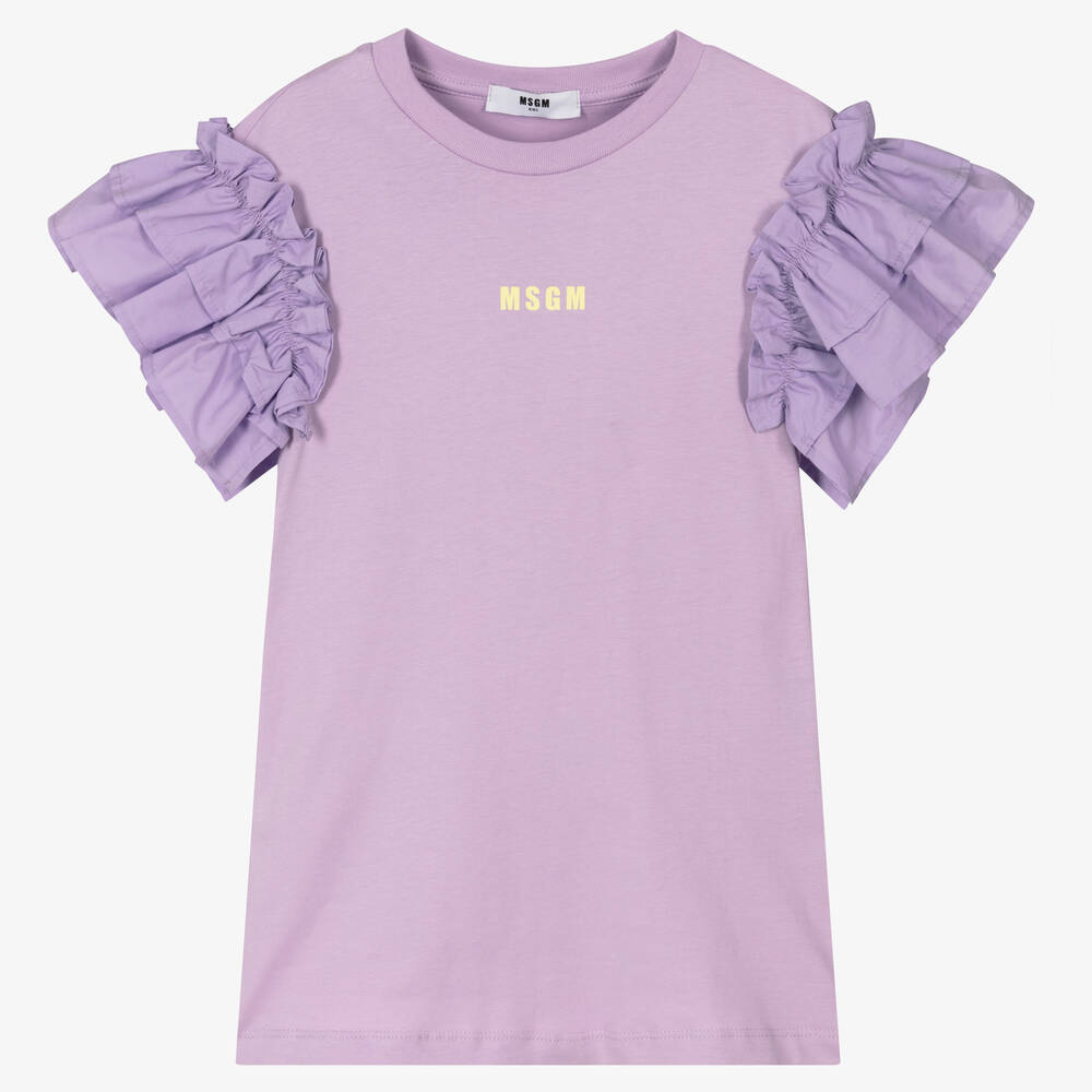 MSGM - Robe lilas en jersey de coton fille | Childrensalon