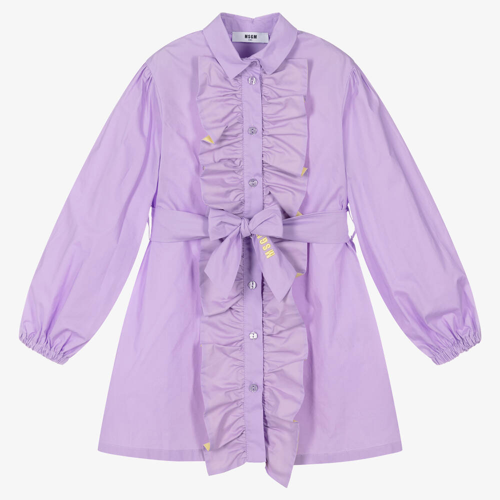 MSGM - Fliederfarbenes Rüschen-Hemdkleid | Childrensalon