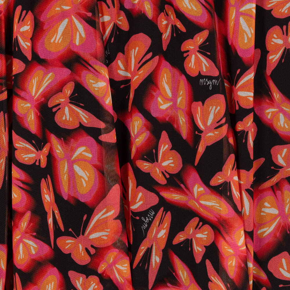 MSGM-Girls Orange & Black Butterfly Dress | Childrensalon Outlet