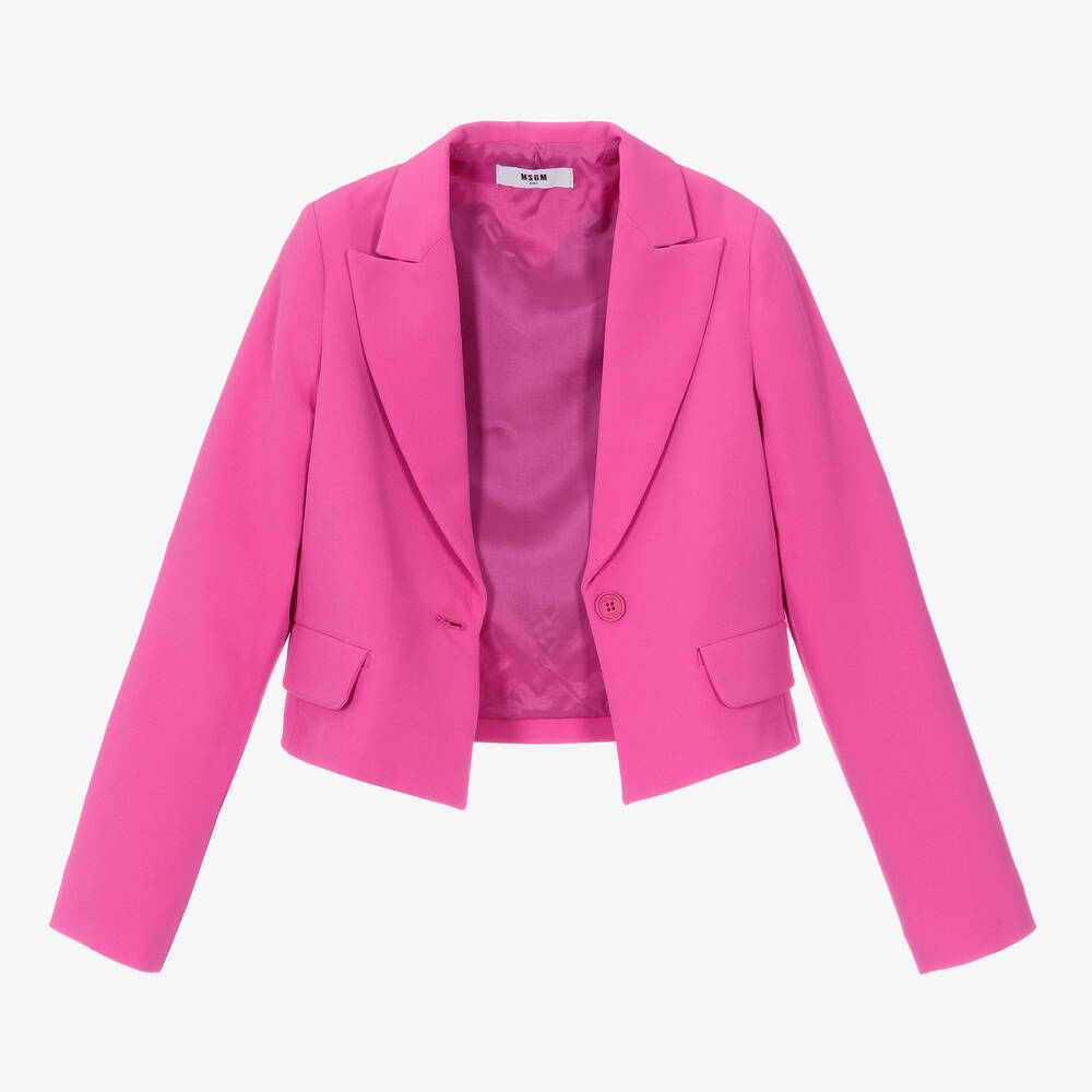 【関税&送料込】Msgm Pink Stretch Viscose Blend Blazer BCBGMAXAZRIA Women's V Neck Fitted Blazer, Pink Glow at