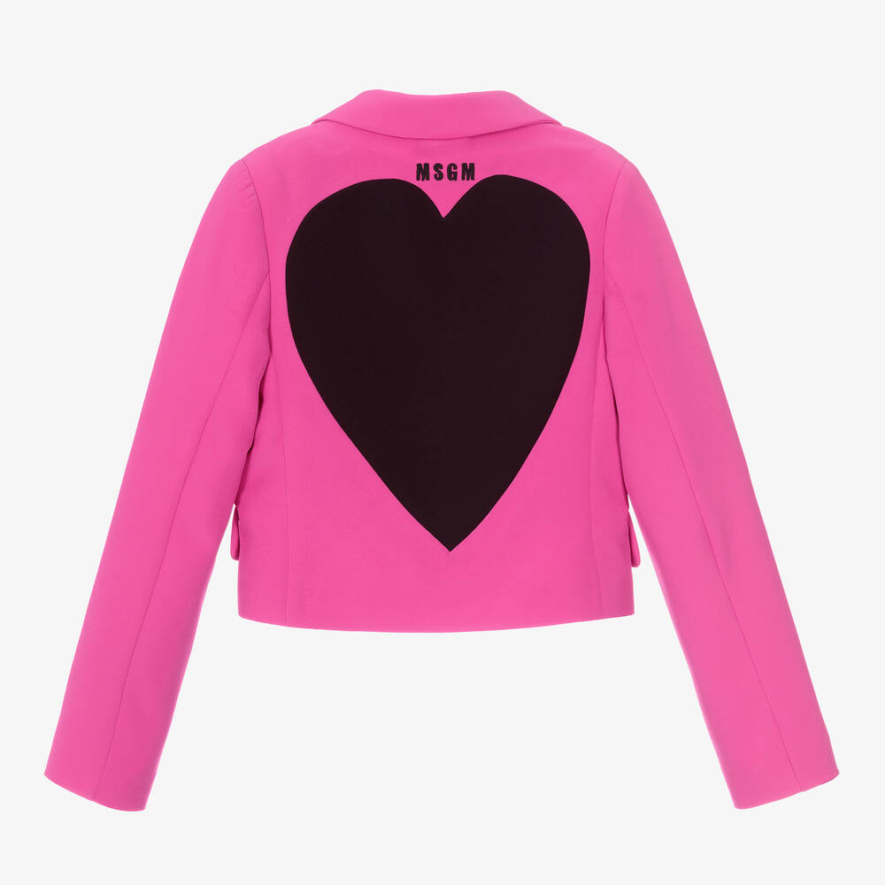 MSGM-Girls Pink & Black Heart Blazer | Childrensalon Outlet