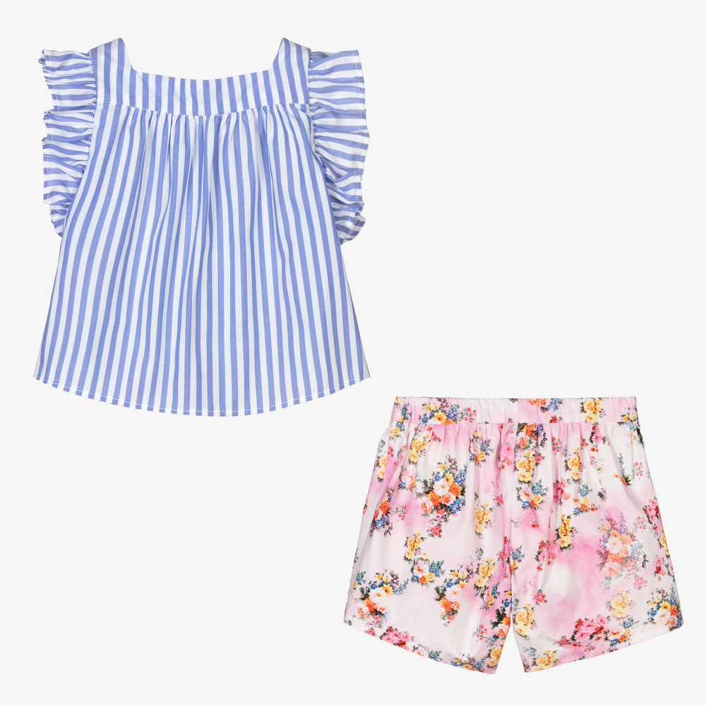MSGM-Girls Pink & Blue Shorts Set | Childrensalon Outlet