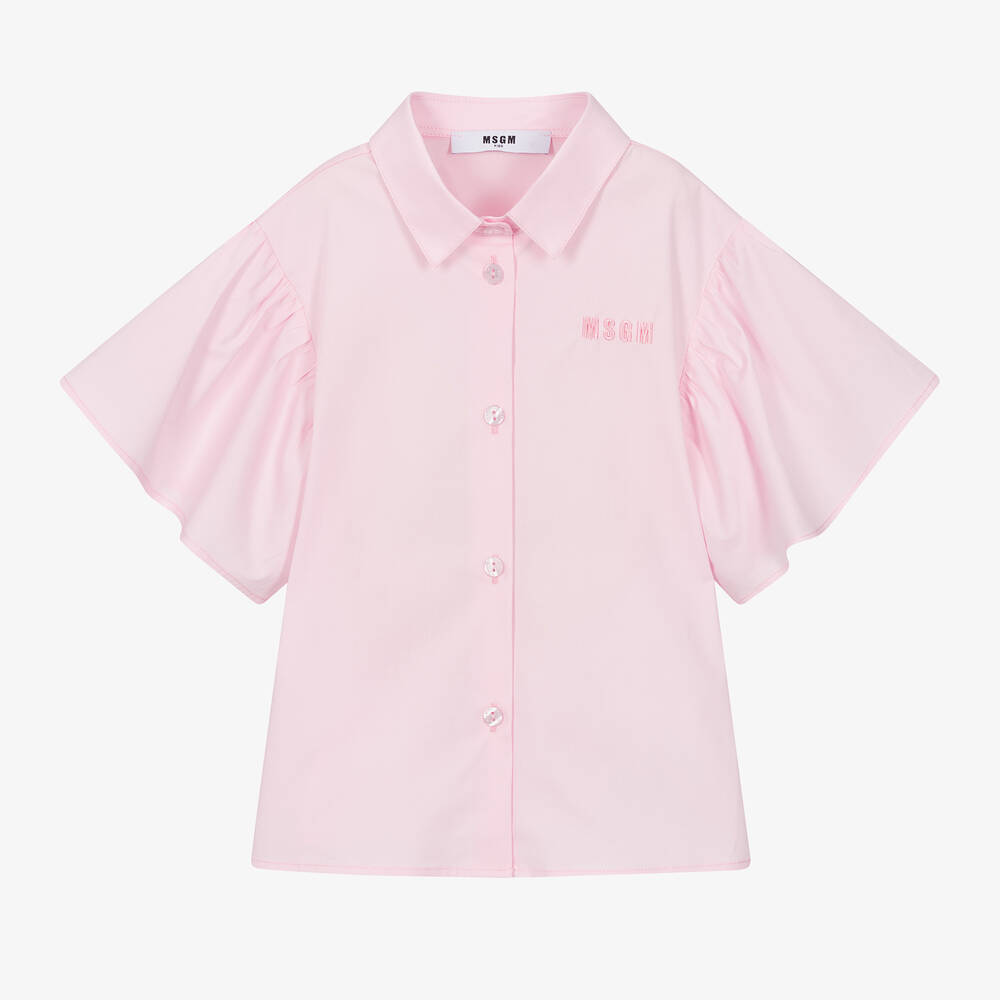 MSGM-Girls Pink Cotton Blouse | Childrensalon Outlet