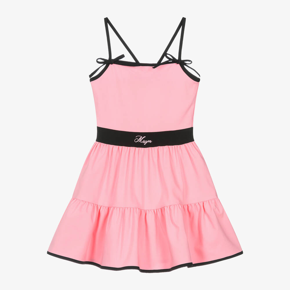 MSGM-Розовое хлопковое платье для девочек | Childrensalon Outlet