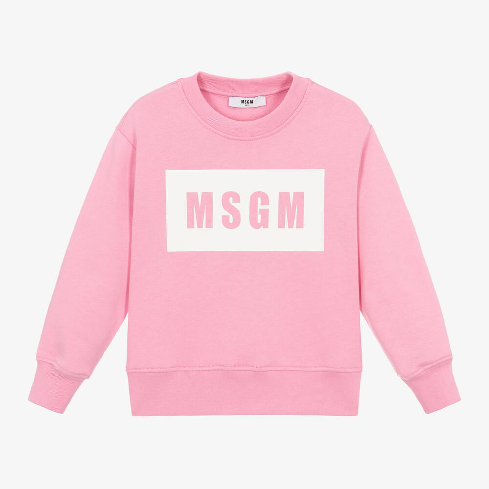 MSGM - سويتشيرت قطن جيرسي لون زهري للبنات | Childrensalon