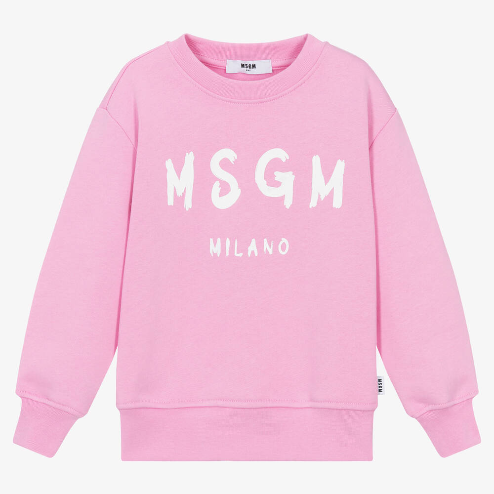 MSGM - Sweat-shirt rose en coton fille | Childrensalon