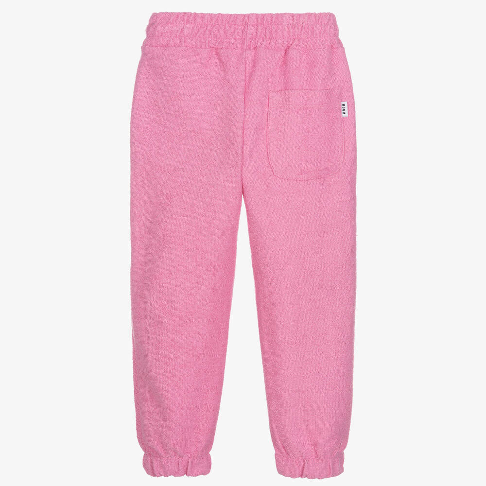 MSGM-Girls Pink Cotton Terry Logo Joggers | Childrensalon Outlet