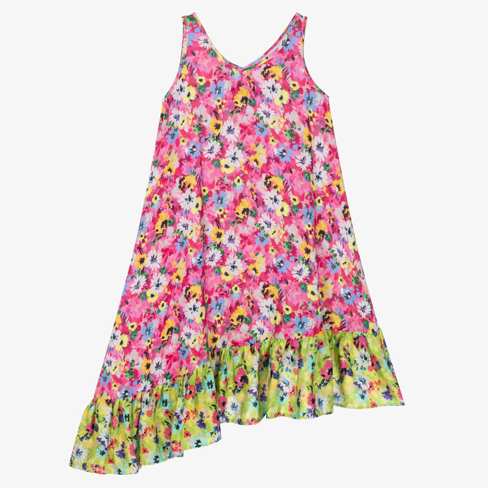 MSGM-Розово-зеленое асимметричное платье | Childrensalon Outlet