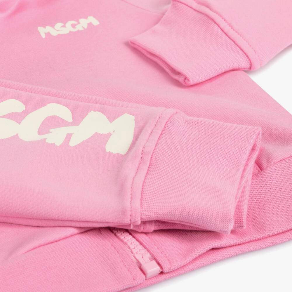 MSGM-Girls Pink Hooded Cotton Set | Childrensalon Outlet