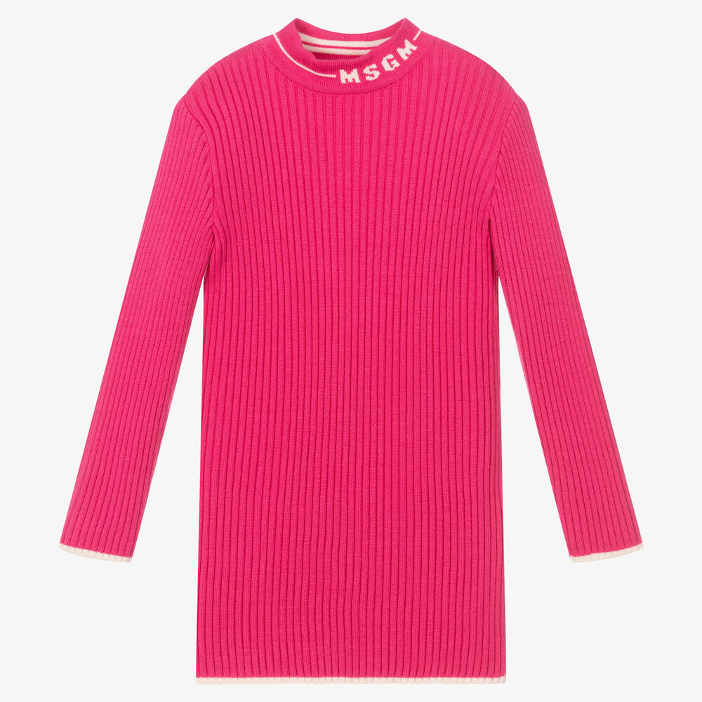 MSGM -  Girls Pink Knitted Dress | Childrensalon