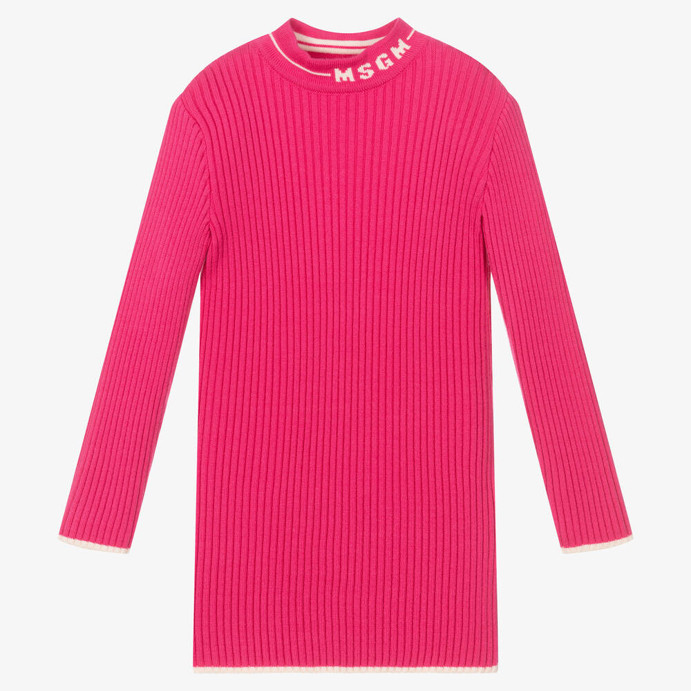 MSGM-فستان مزيج فيسكوز محبوك لون زهري | Childrensalon Outlet