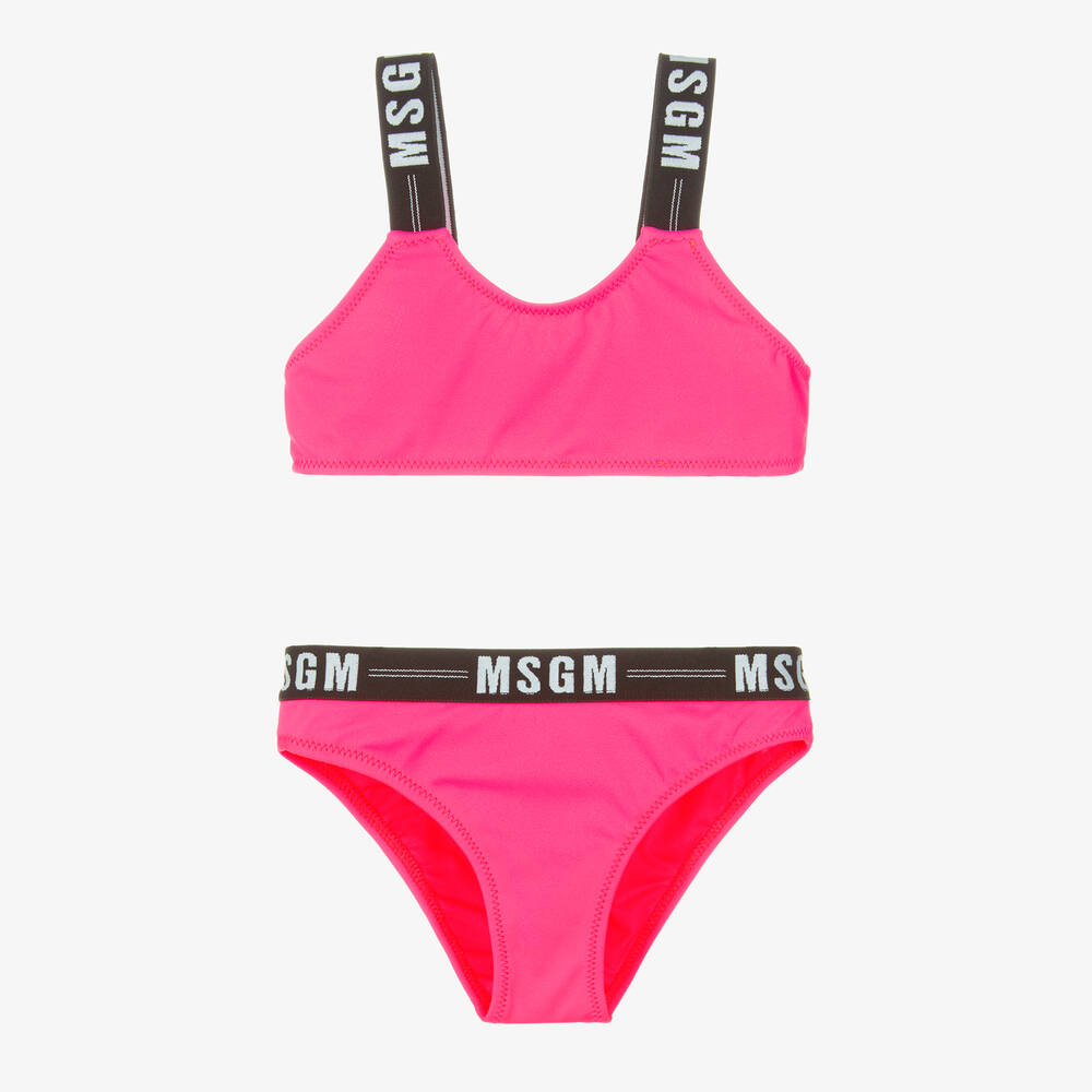 MSGM - Girls Pink Logo Bikini | Childrensalon